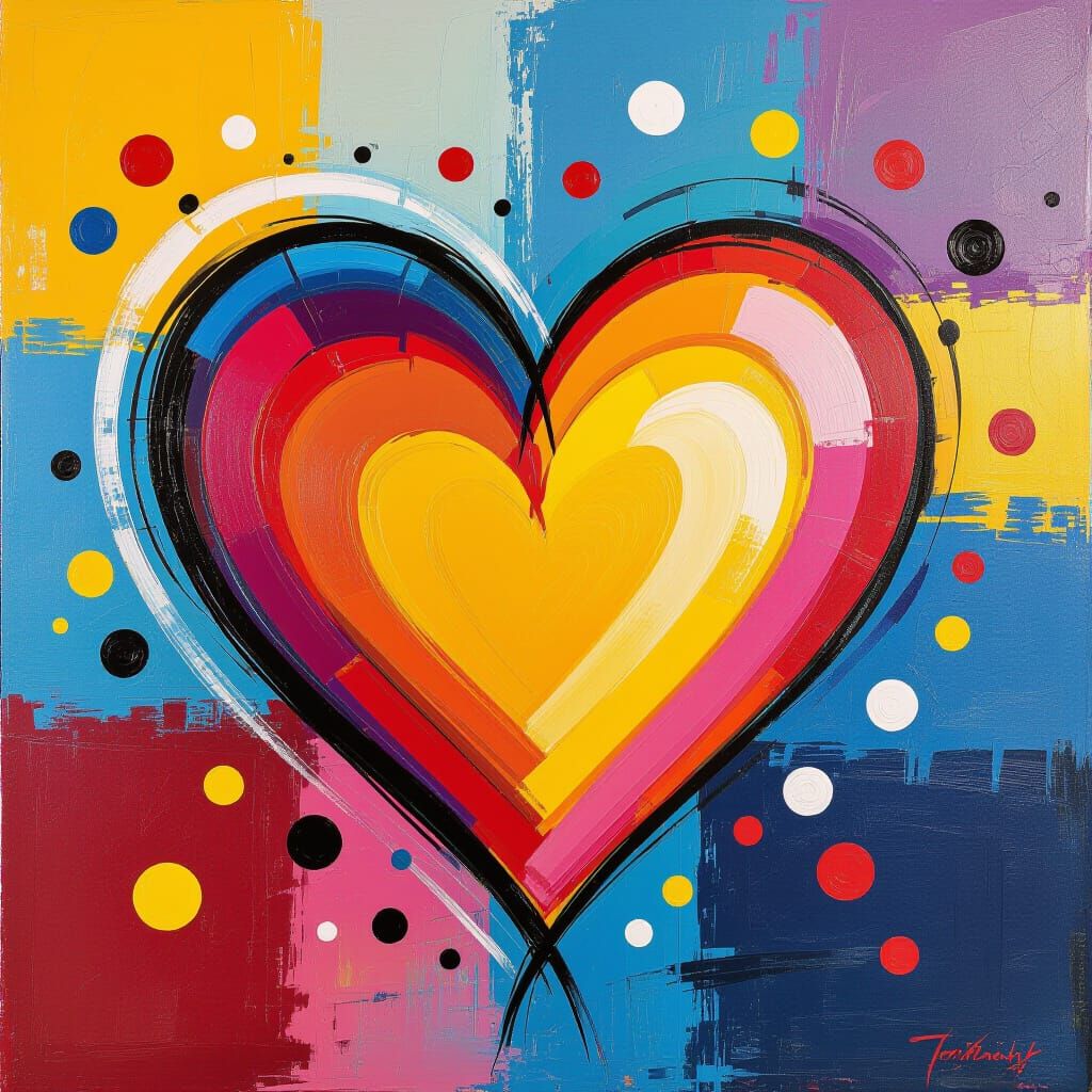 Abstract Heart in Vibrant Summer Hues
