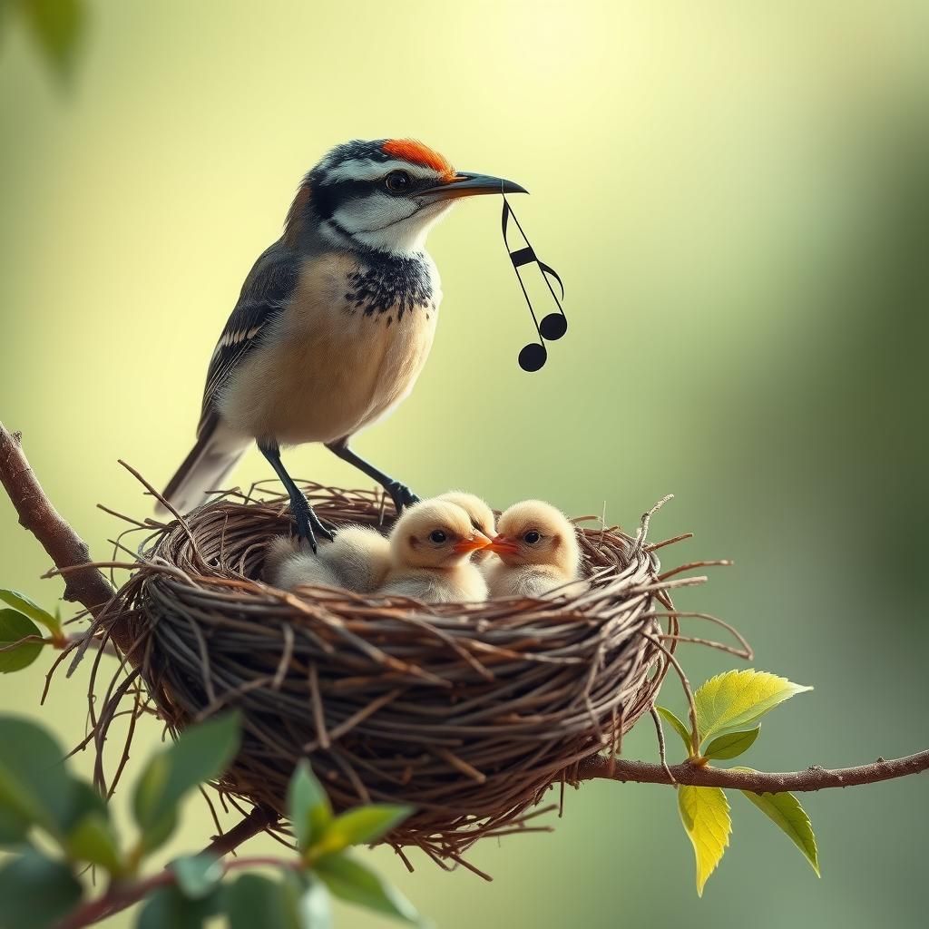 Bird with Musical Note in Beak