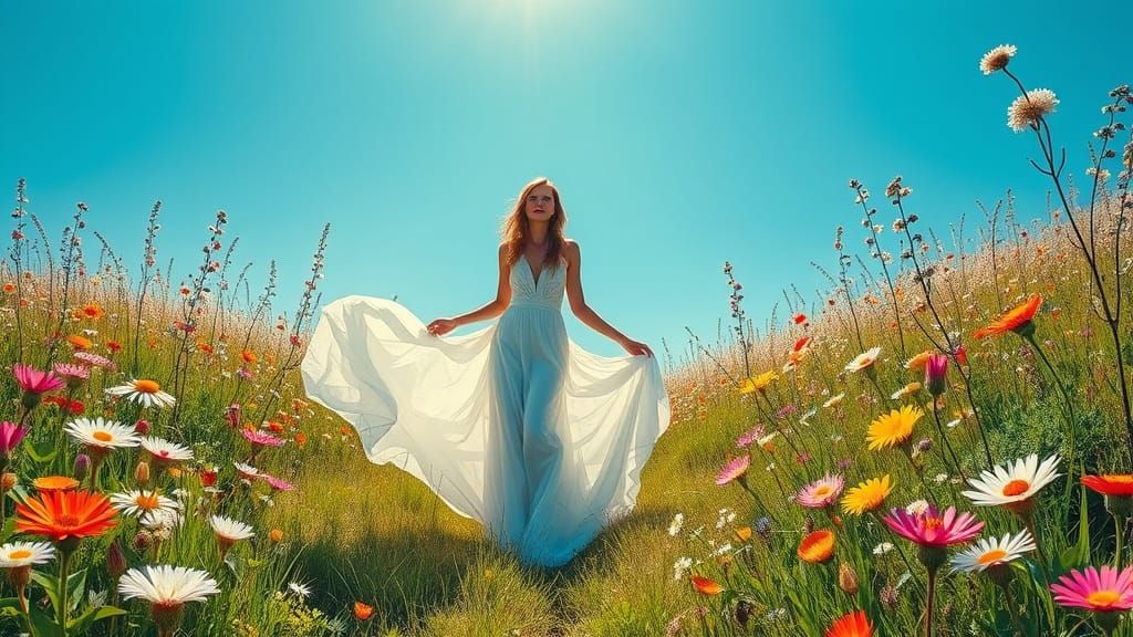 Woman in Meadow: Spiritual Realism and Organic Illustration