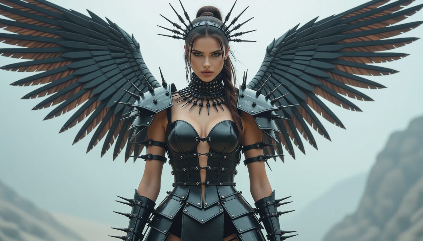 Warrior Avant-Garde Fashion in Hyperrealistic Photo