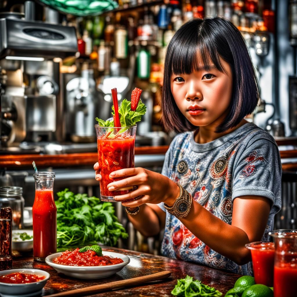 Filipino Woman Makes Detailed Bloody Mary Cocktail