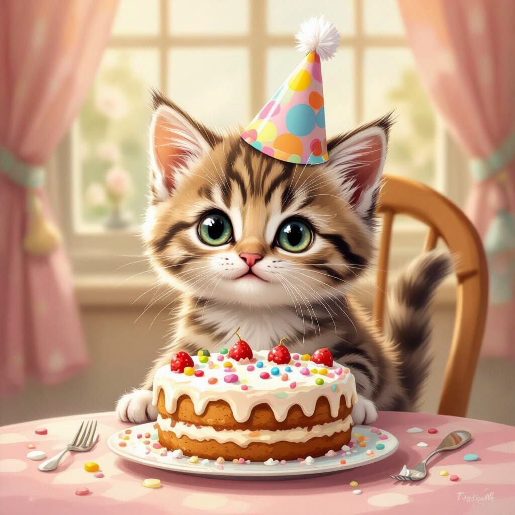 Kitten's Delightful, Cake-Covered Birthday Party