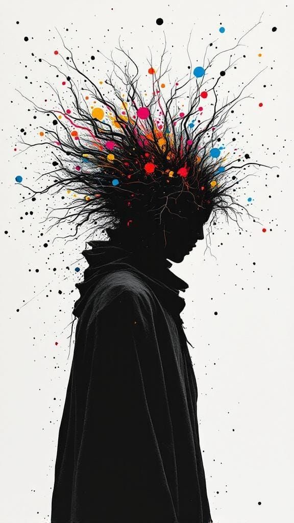 Ink Explosion: Minimalist Horror in Surreal Style