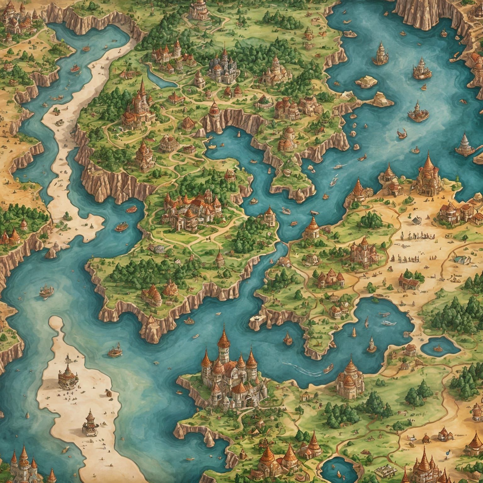 Fantasy World Map of Kingdoms and Lands to Explore