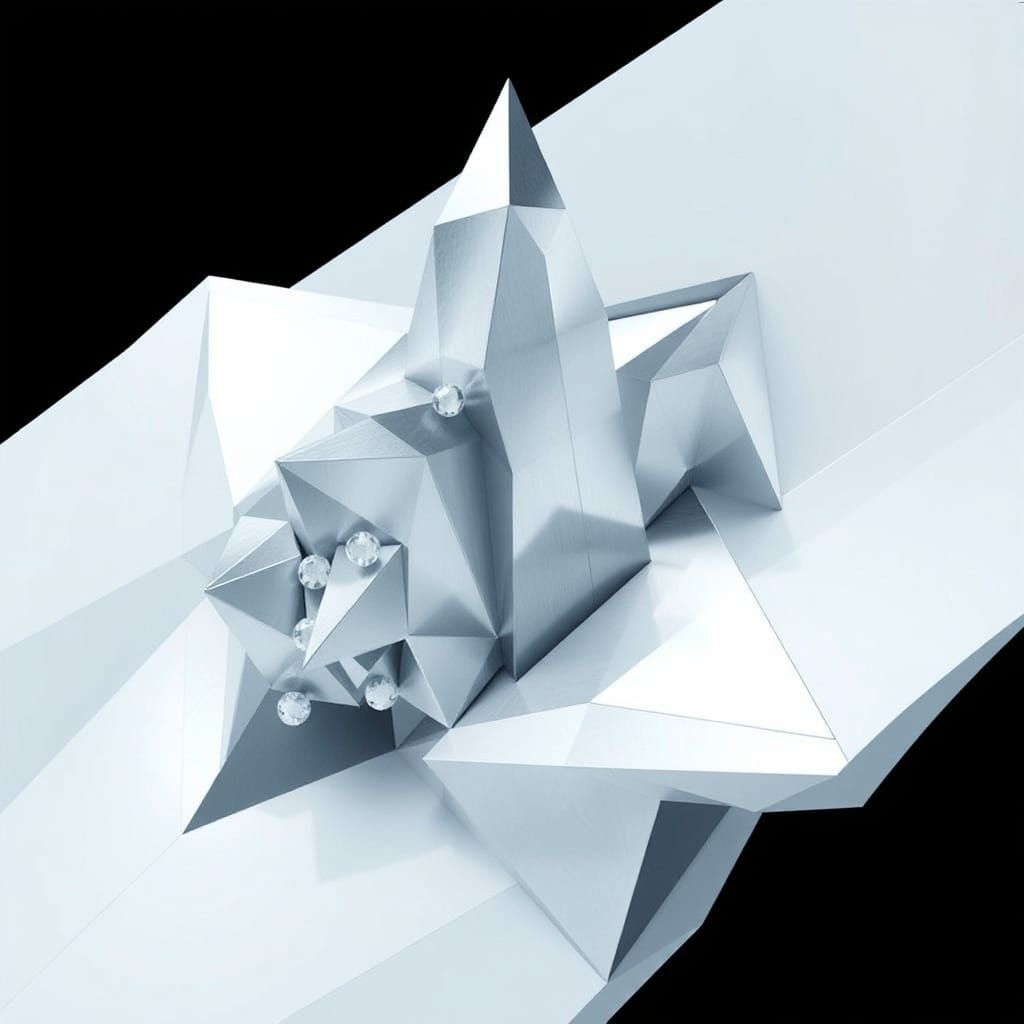 Angular Crystalline Formations Converge to Futuristic Apex
