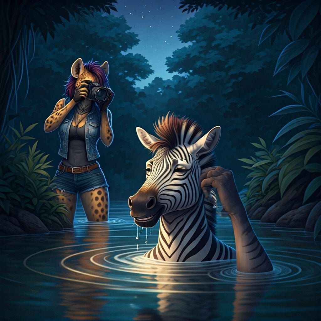 Anthropomorphic Zebra Photographed in Forest Spring
