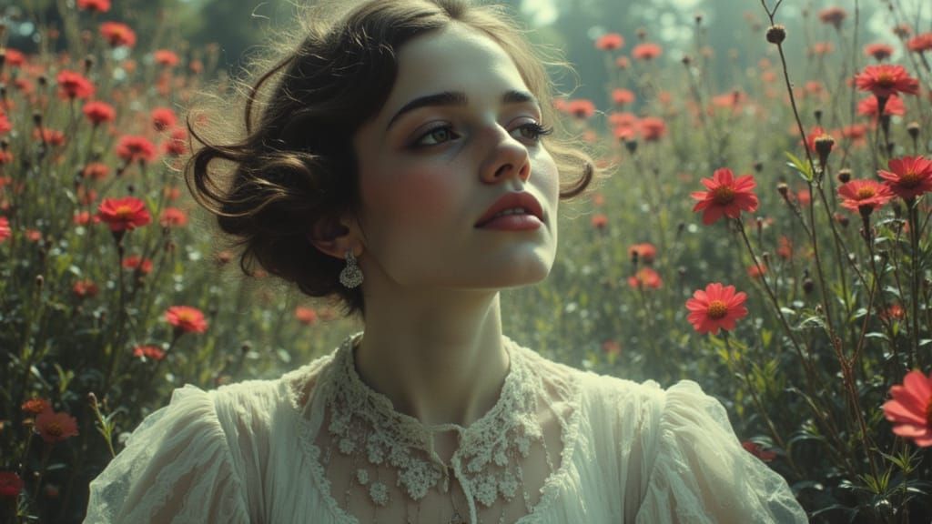 Melancholic Woman in Ethereal Volumetric Light