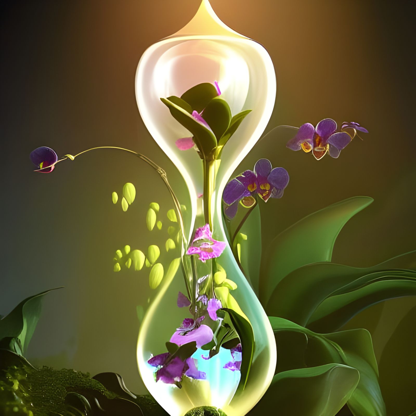 Orchids Bloom Eternally in Hourglass, Artgerm Style