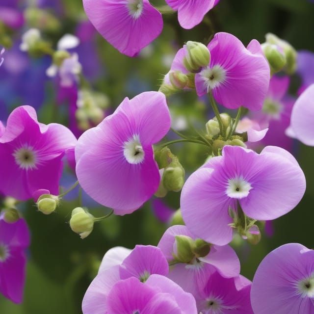 Dreamy Sweet Pea Flowers in Impressionistic Watercolor