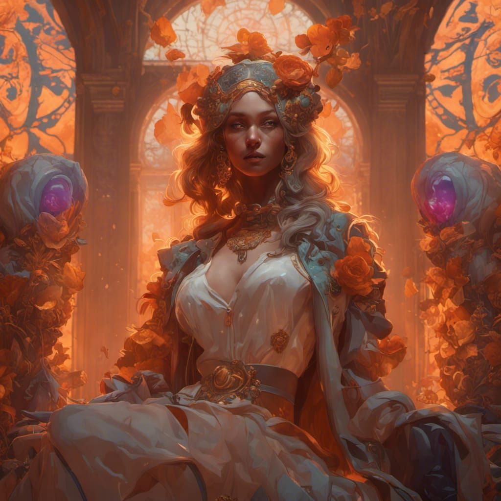 Intricate Portrait with Dynamic Lighting, Digital Art