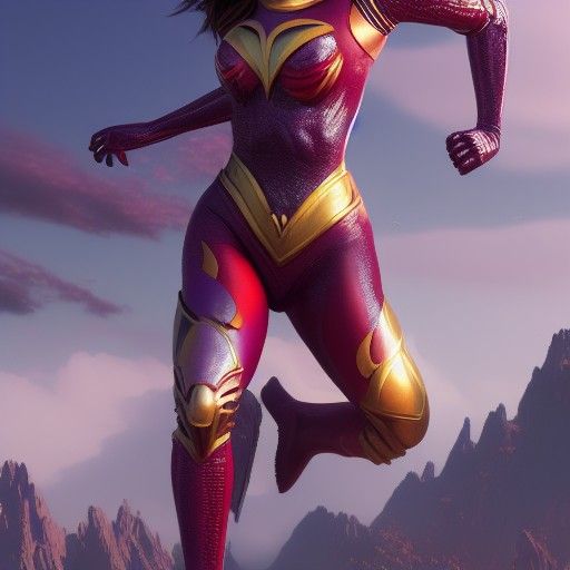 CGI Superheroine in Detailed Matte Painting Style