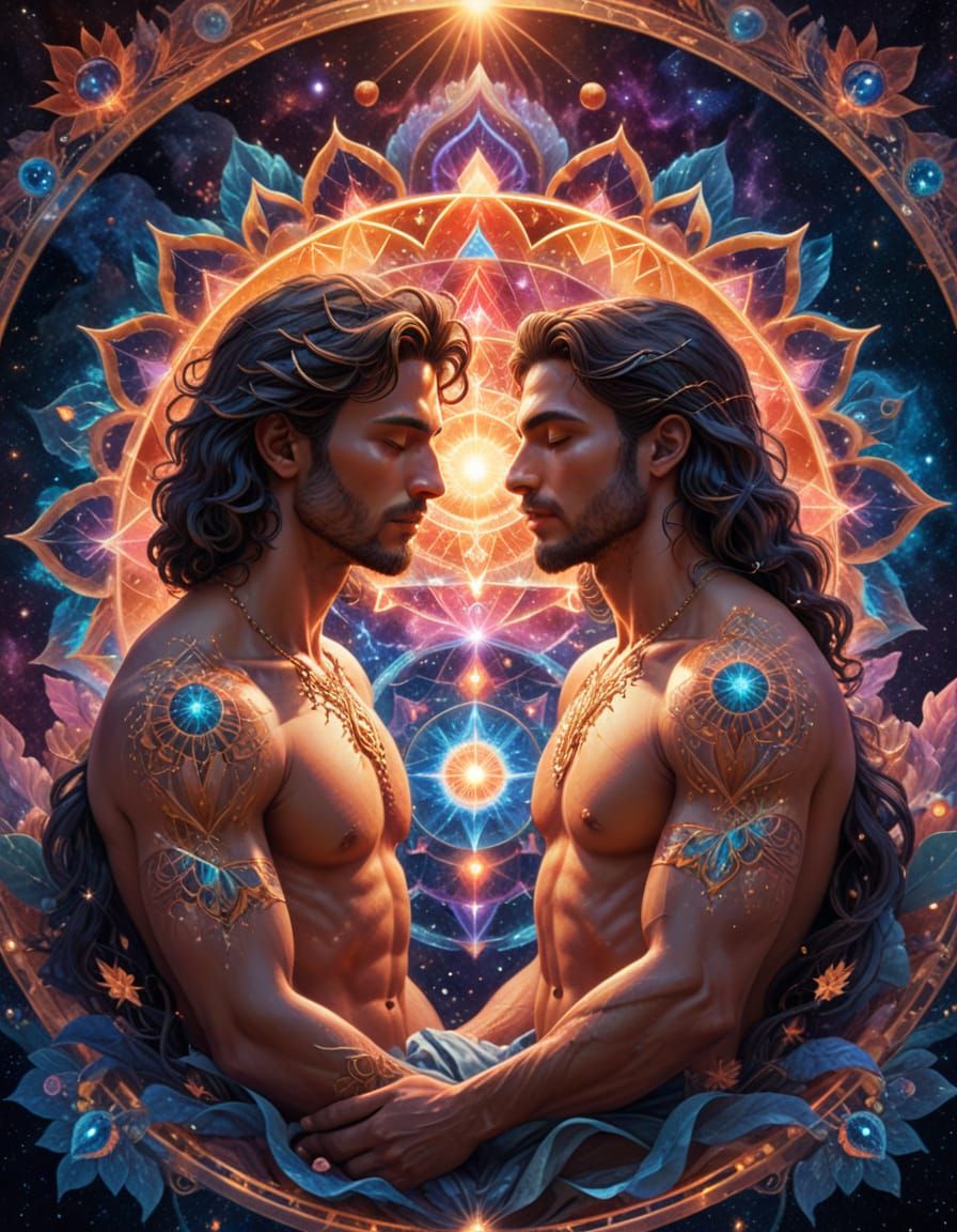 Sacred Cosmic Lovers in Mystical Aura