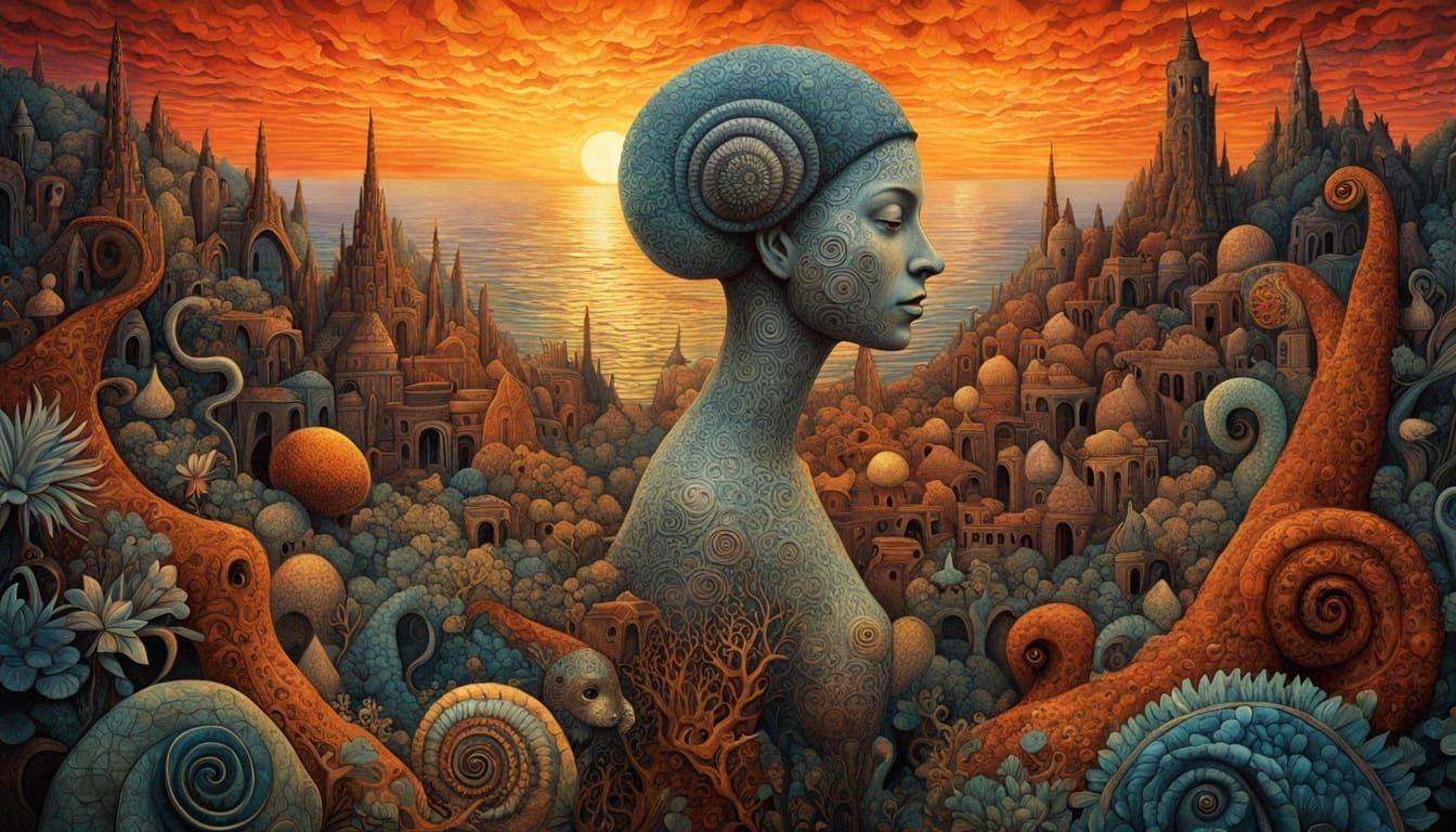 Shaman's Sunset Sculpture: Mystical Creatures Emerge from Sh...