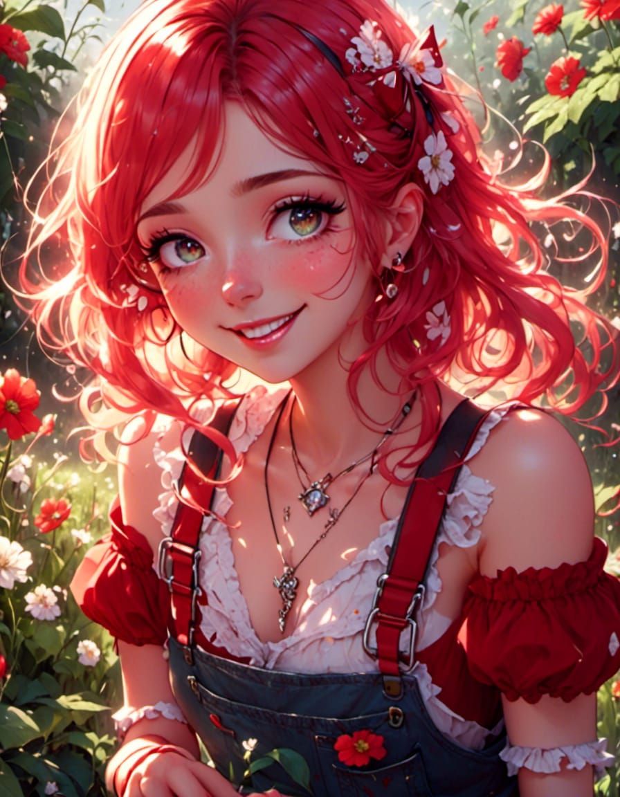 Woman with Glowing Flowers in Digital Art