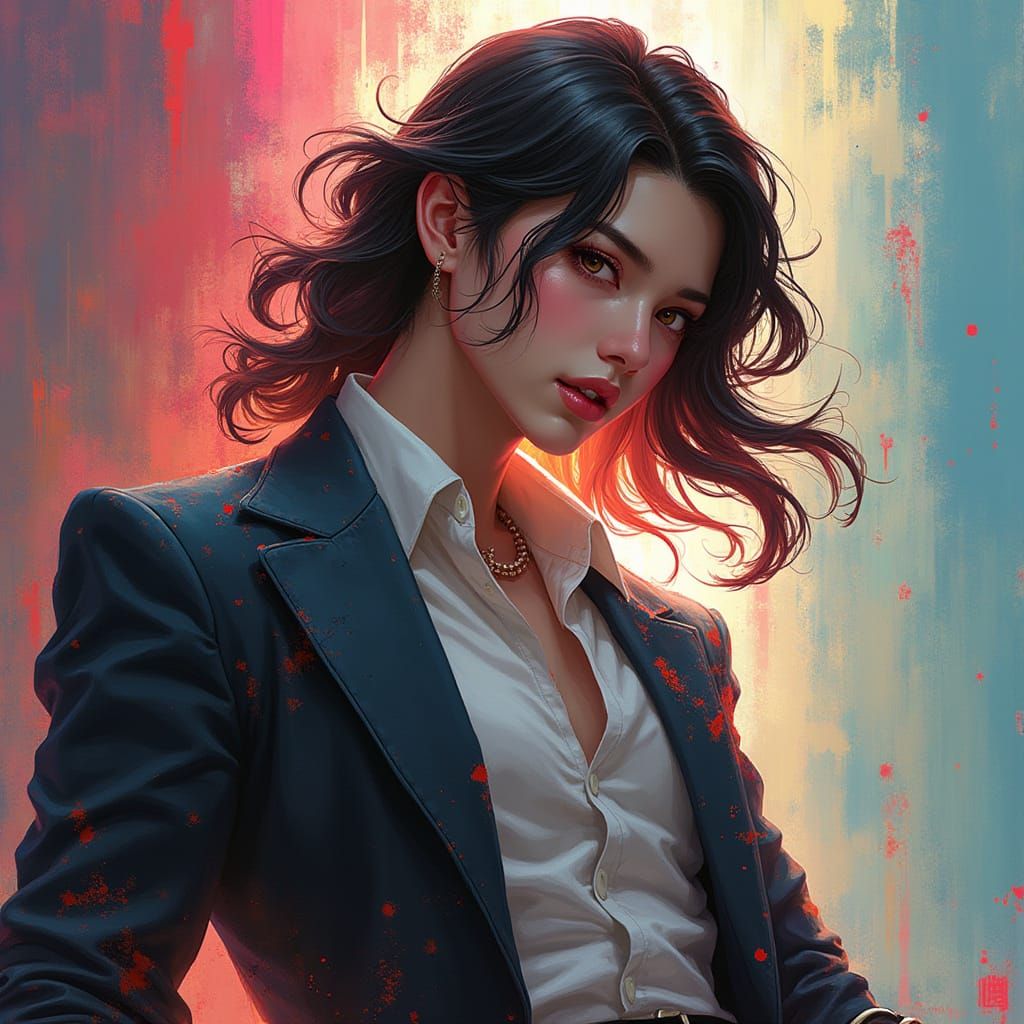 Hyperrealistic Portrait in Vibrant Splash Art Style