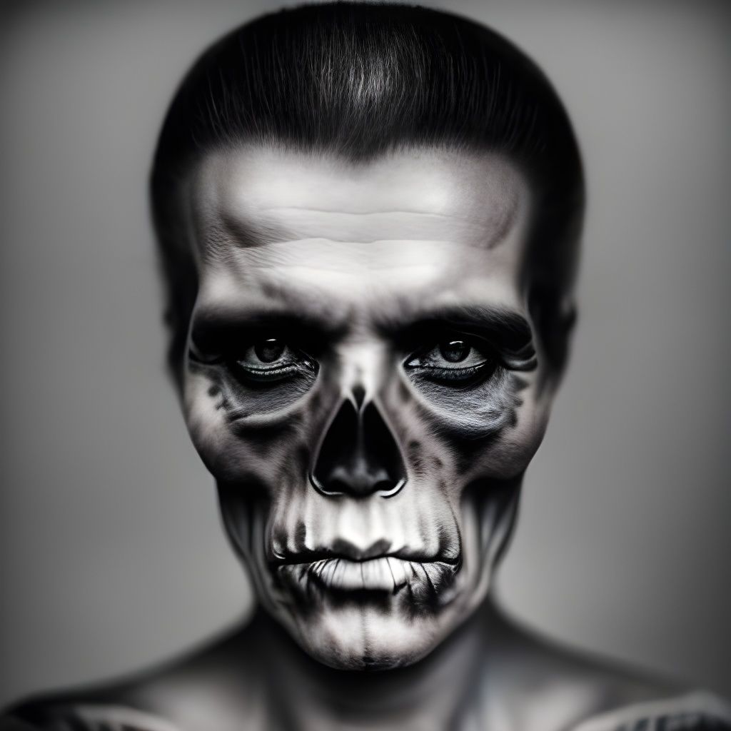 Hyperdetailed Viking Art Skull Tattoo Portrait