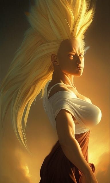 Female Super Saiyan in Caravaggio Style