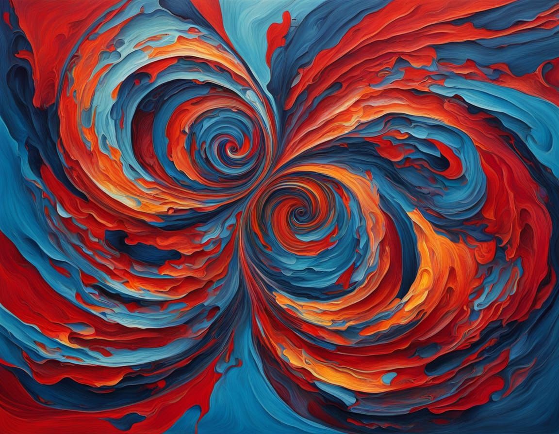 Bold Abstract Art with Swirling Shapes and Vivid Gradients