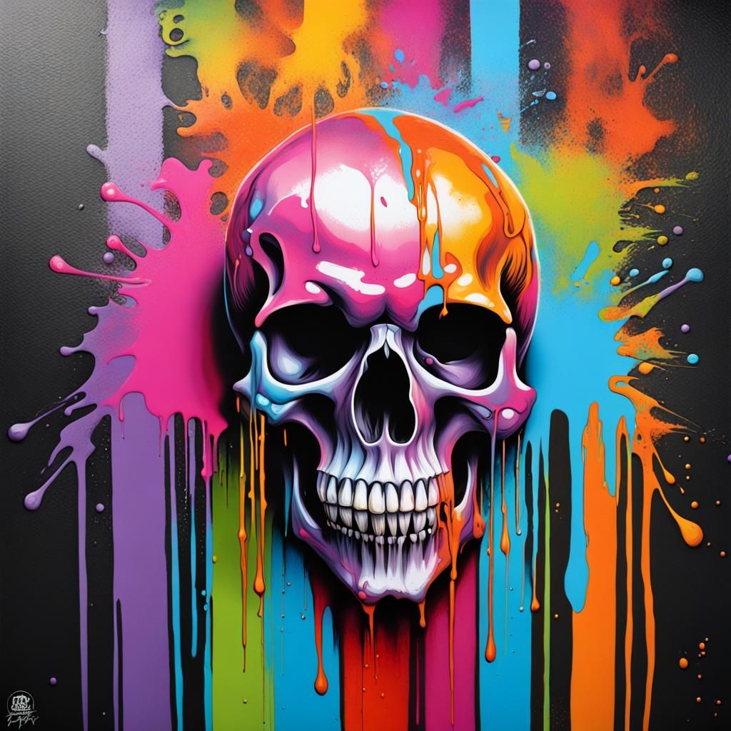 Colorful Graffiti Skull in Street Art Style