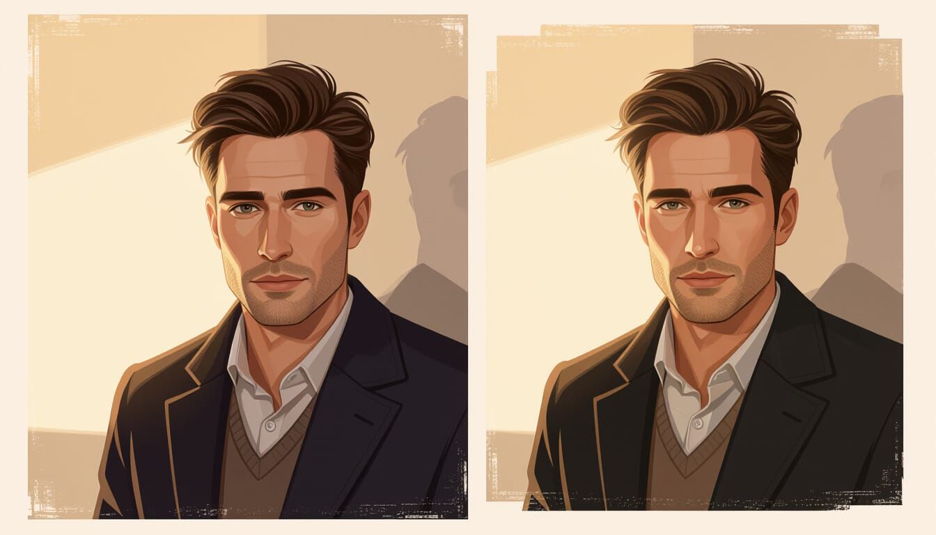 Handsome Mysterious Man in Modern Style with Warm Lighting