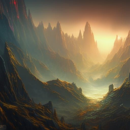 Fantastical Abyss: Detailed Matte Painting in 8K