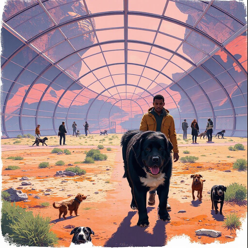 Futuristic Martian Dog Park Concept Art
