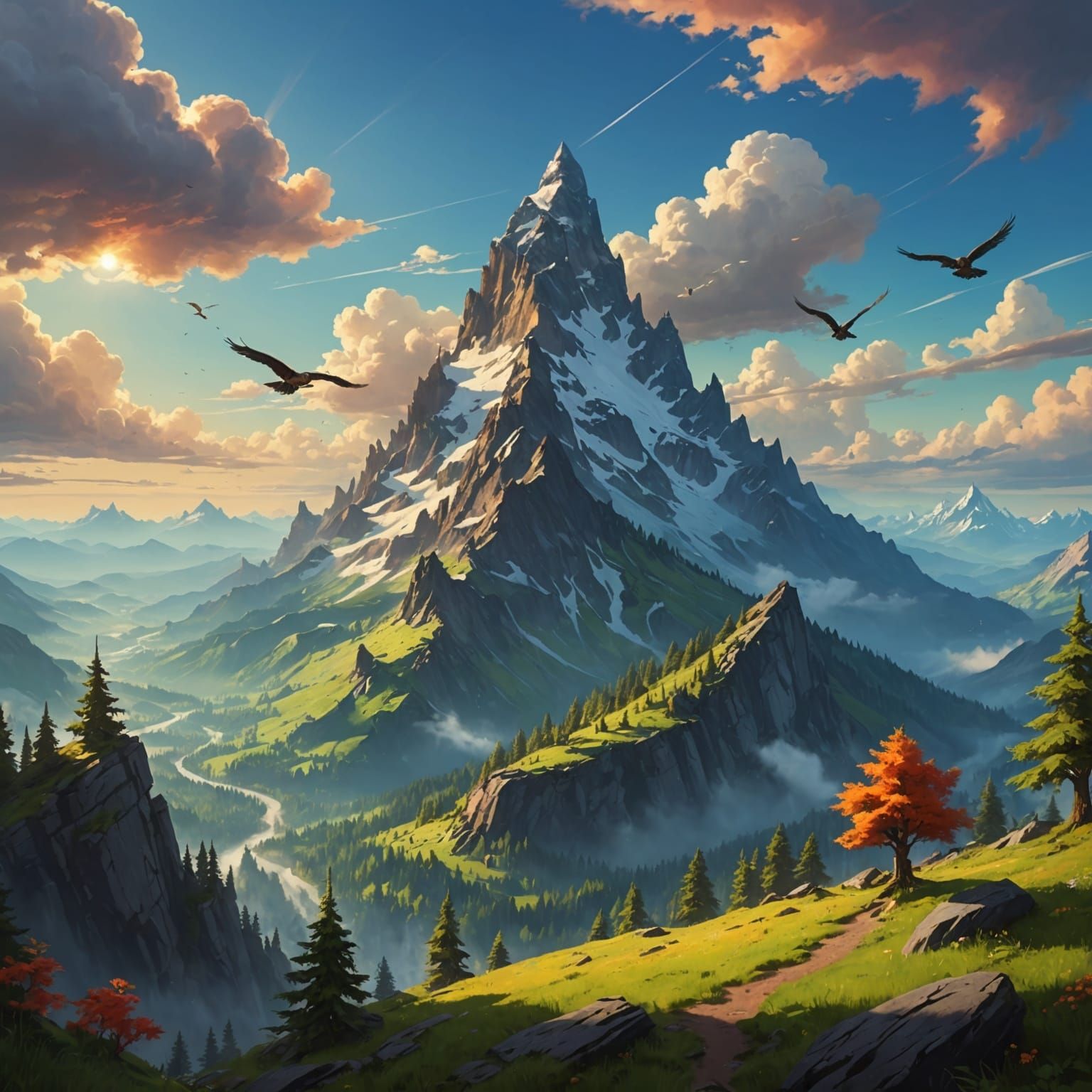 Majestic Mountain View in Fantasy Style