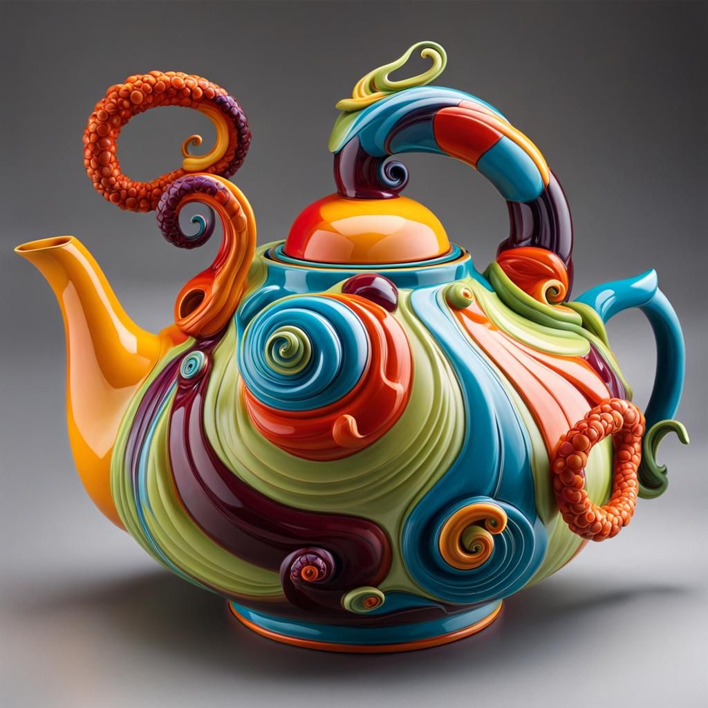 Whimsical Whirlwind Teapot: A Ceramic Creature