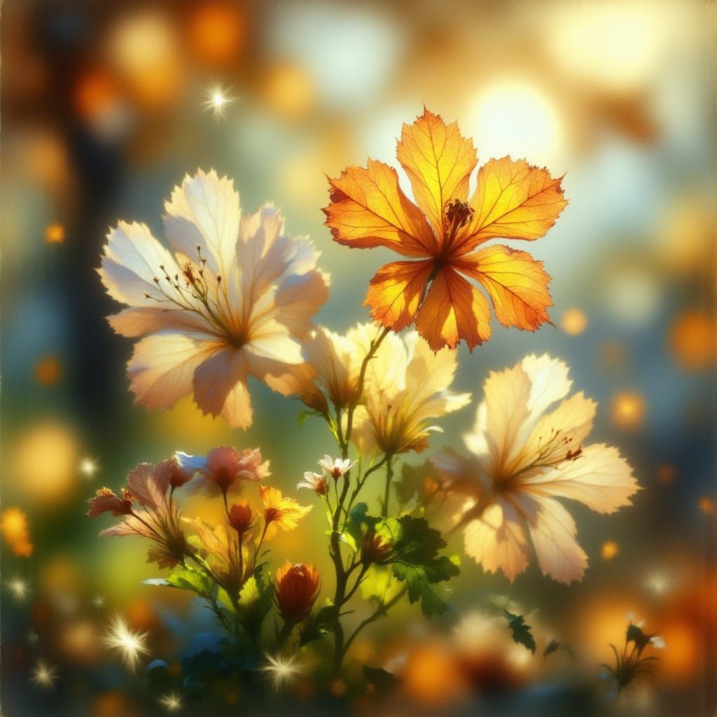 Translucent Autumn Flowers in Sunshine