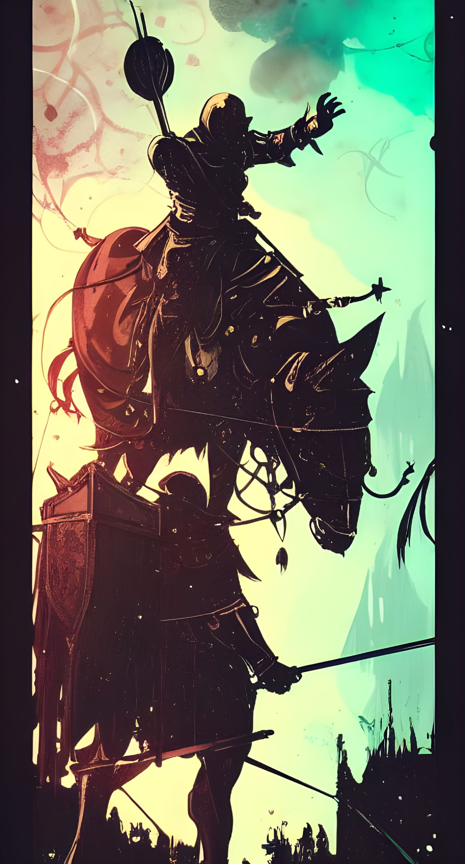 Tarot Knight on Black Background