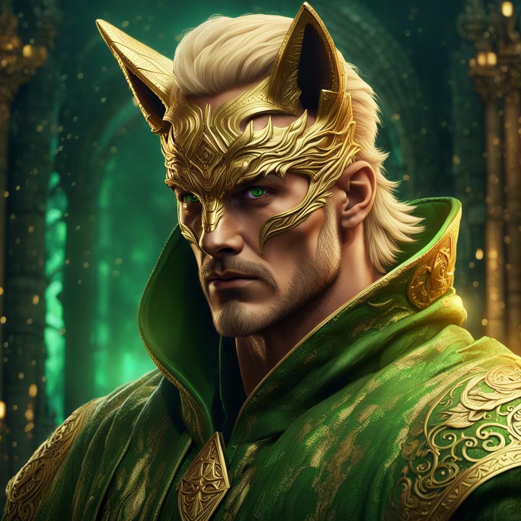 Ethereal Man with Fox Mask: Fantasy Concept Art