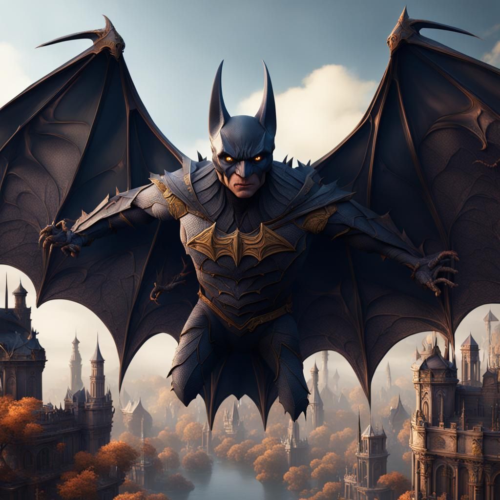 Detailed Bat Matte Painting in Deep Color
