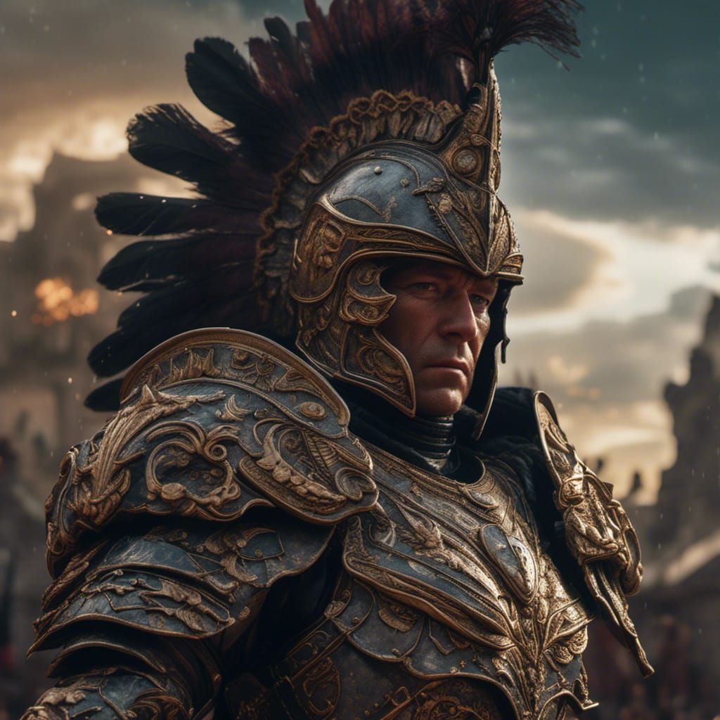 Perseus in Armor: Epic Cinematic Portrait