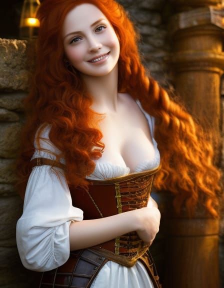 Medieval Tavern Girl Portrait in Rembrandt Lighting