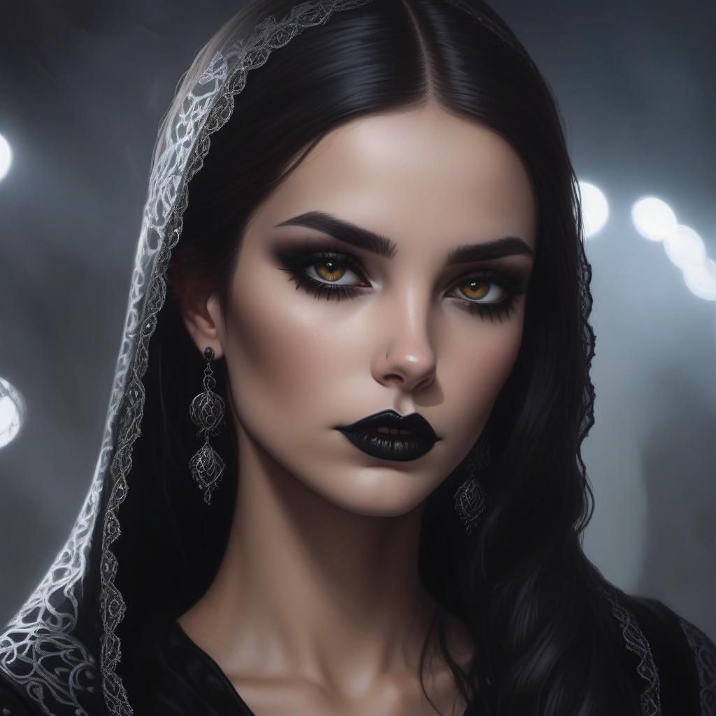 Gothic Brunette Woman Portrait