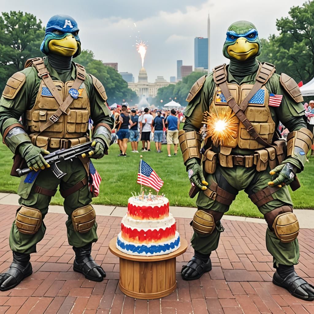 Fourth of July War Memorial with Ninja Turtles
