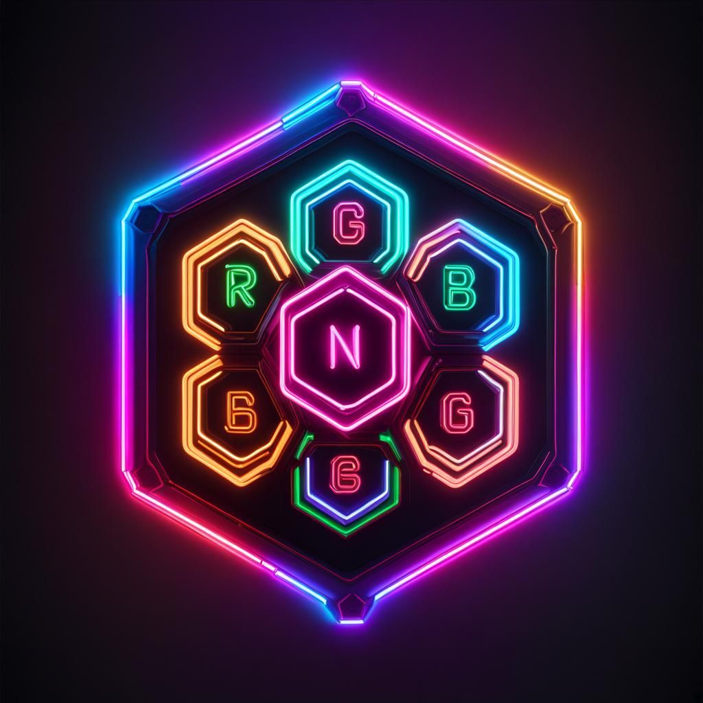 Neon Hexagons Matte Painting in Detailed Fantasy Art