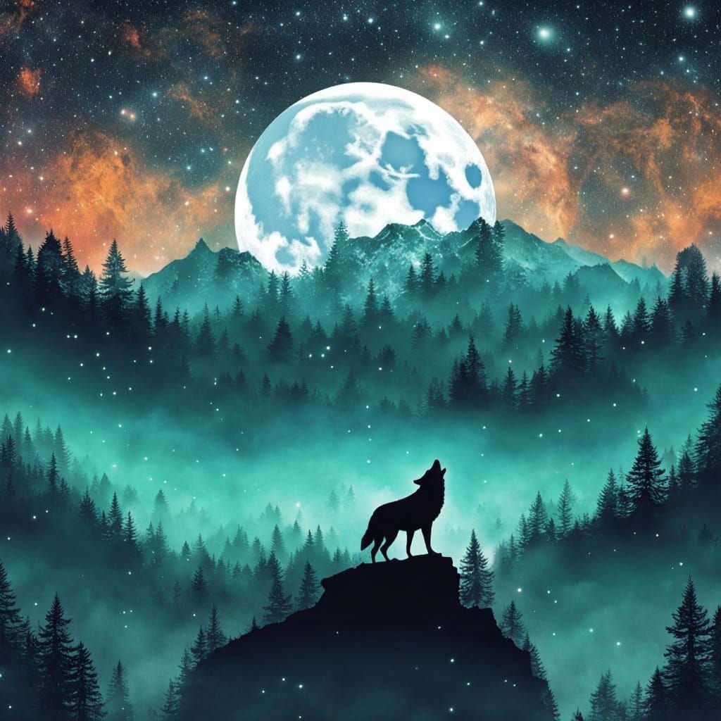 Mountains Under Moonlight