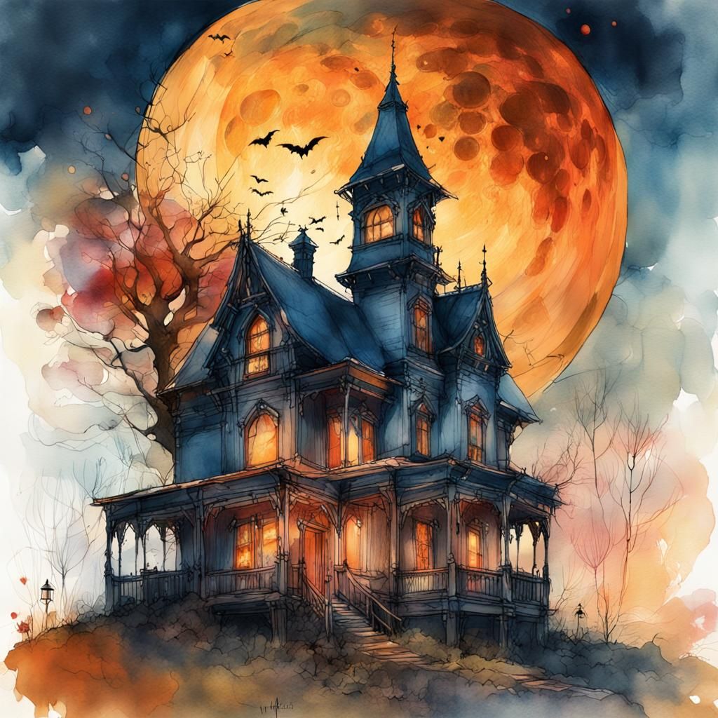 Haunted Pumpkin House in Victorian Gothic Style