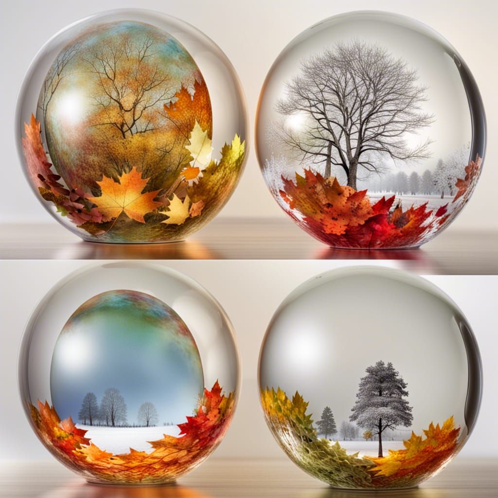 Seasons Encapsulated: Four Glass Spheres of Time