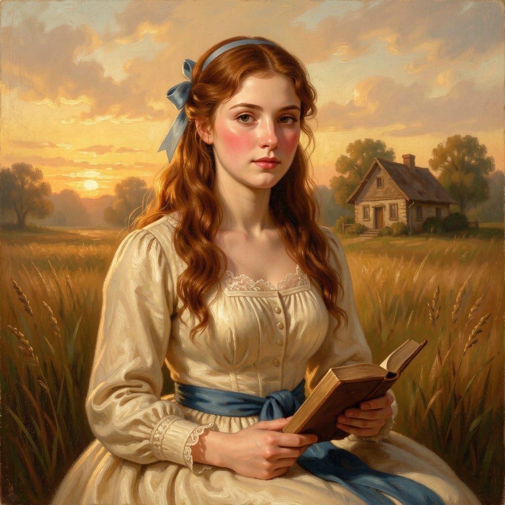 Classical Portrait of a Woman in Golden Hour Countryside