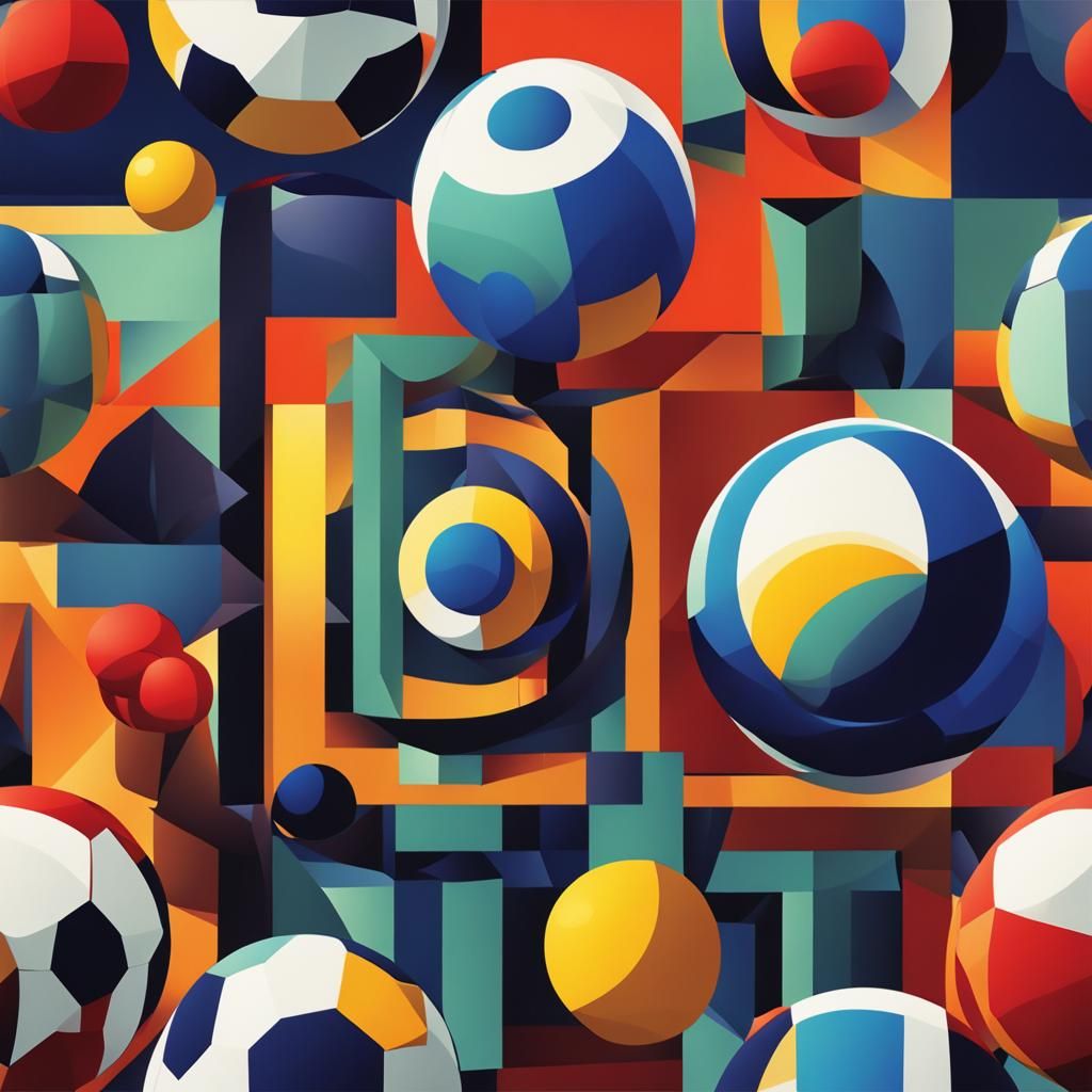 Geometric Cubist Balls in Art Deco Style