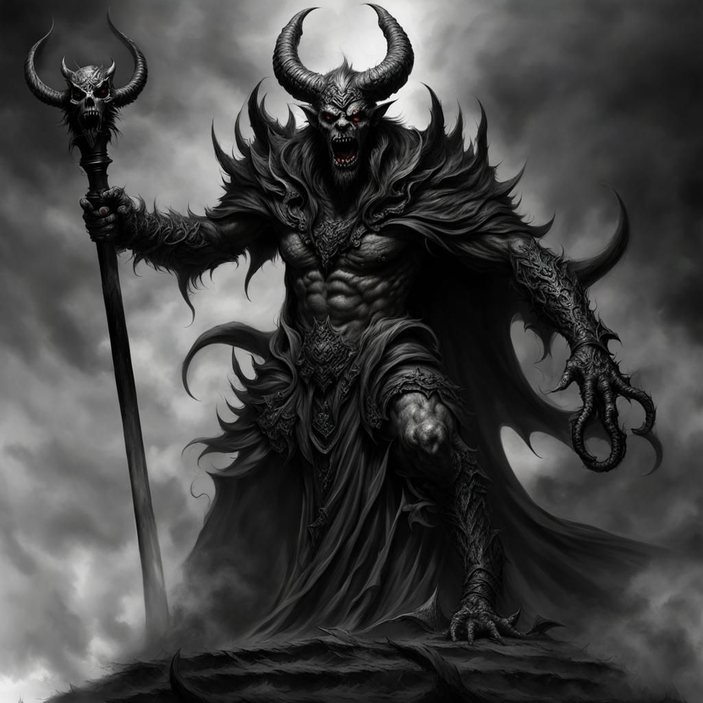 Detailed Demon Lord of Hell in Horror Lighting