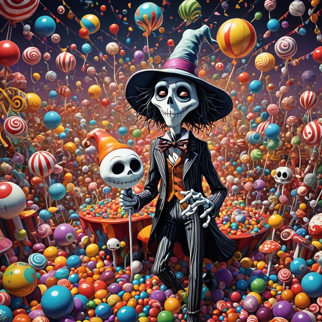 Candy Art Nightmare: Hyperdetailed Circus Circus Illustratio...