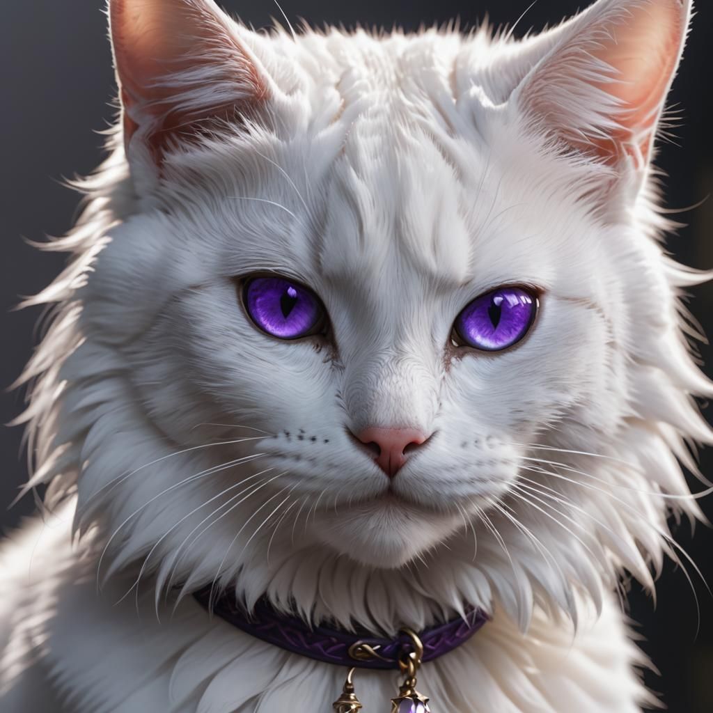 Scarred White Cat in Detailed 3D Anime Art