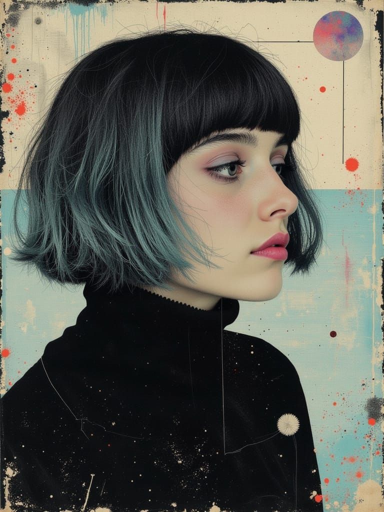 Gothic Portrait of a Melancholic Woman in Darkwave Style