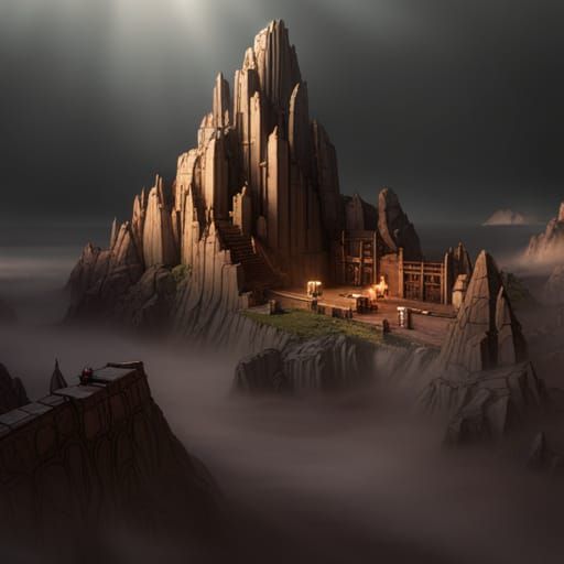 Cinematic Dark Fantasy Landscape in Purple and Yellow