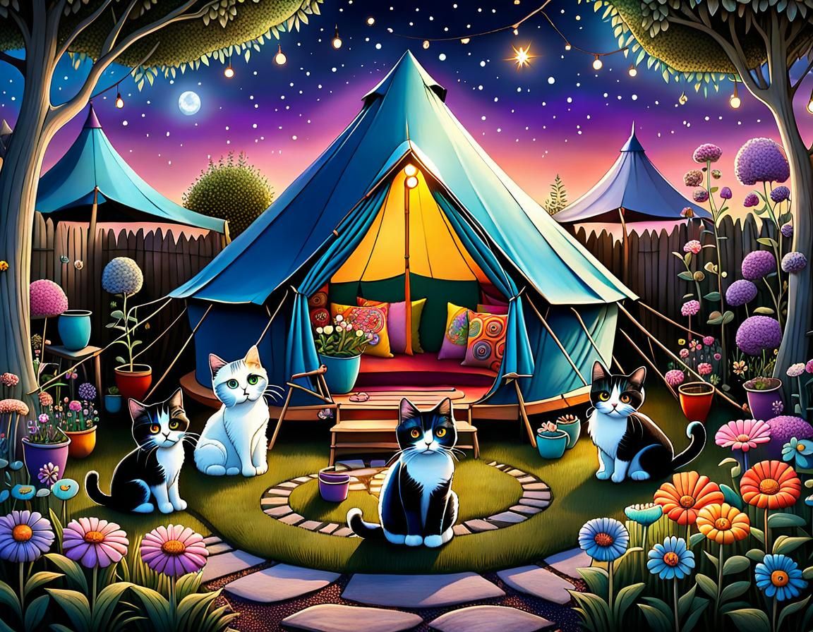 Whimsical Glamping Tent in Pop Surrealist Garden