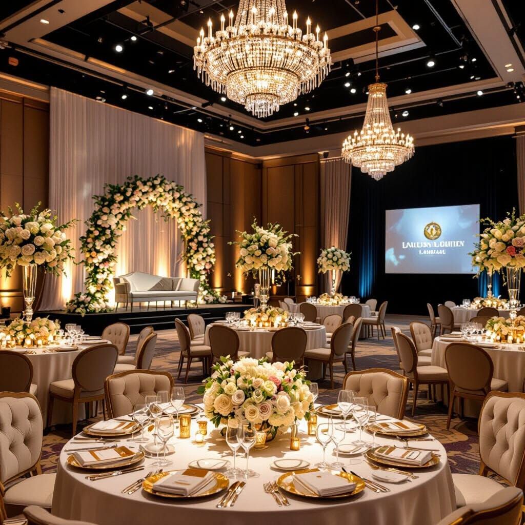Luxury Events in Elegant Settings with Gold Accents