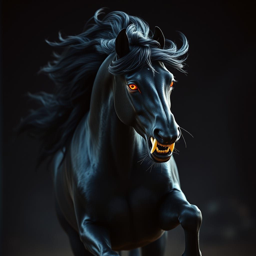 Dramatic Panther-Horse Hybrid in Cinematic Stance